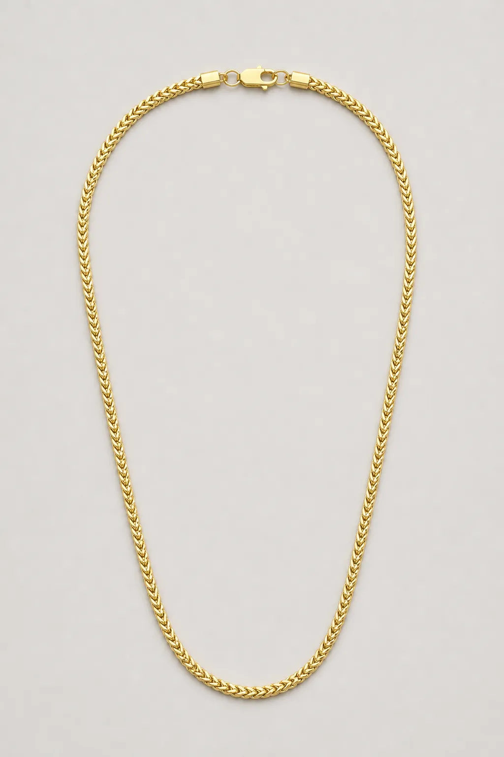 2mm gold-tone Franco chain necklace — presentation — Gold-tone