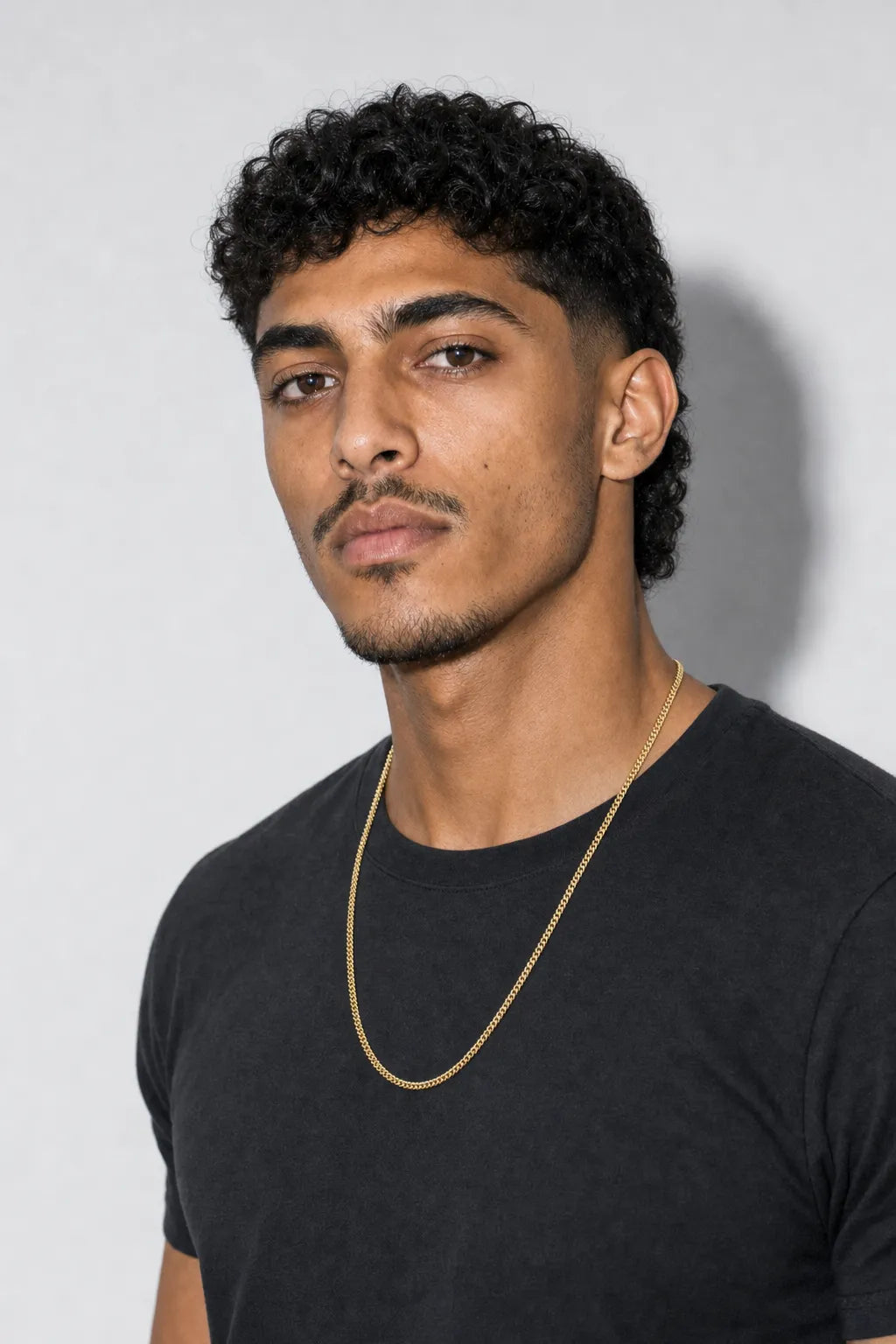 2mm gold-tone Franco chain necklace — worn — Gold-tone