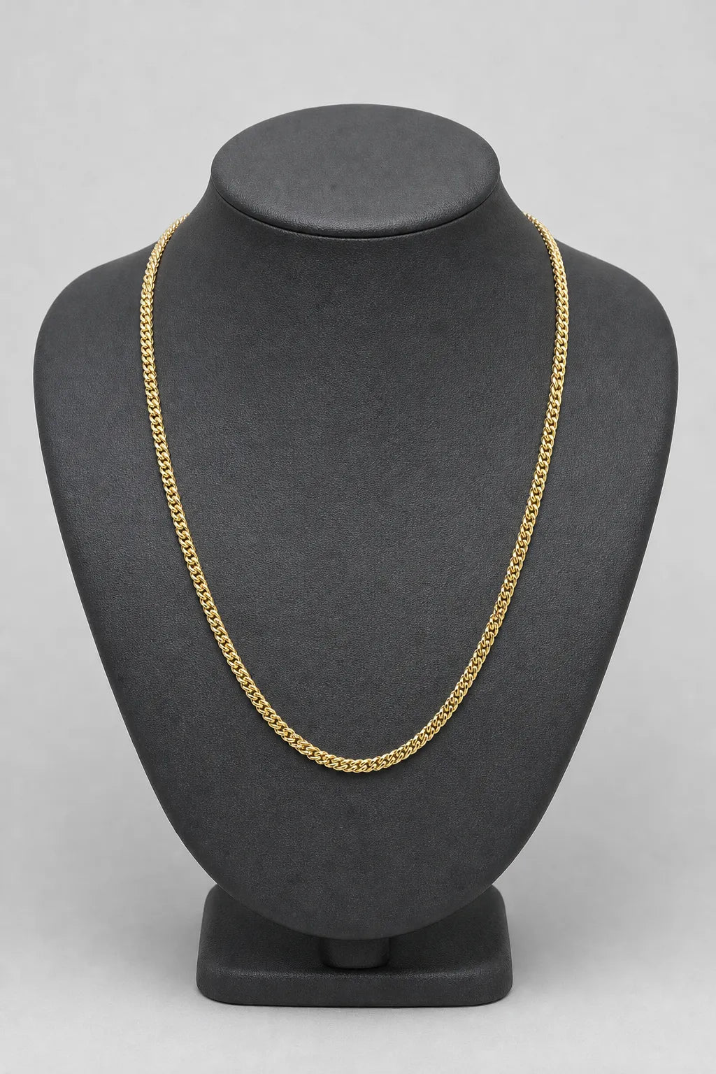 2mm gold-tone Franco chain necklace — stand — Gold-tone