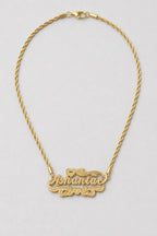 90s Name Chain — Custom Script Nameplate Necklace — presentation — Gold-tone