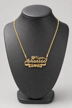 90s Name Chain — Custom Script Nameplate Necklace — stand — Gold-tone