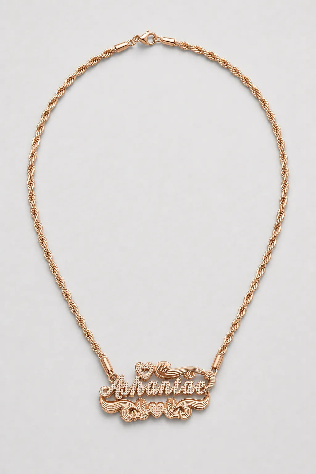 90s Name Chain — Custom Script Nameplate Necklace — variant — Rose-gold-tone