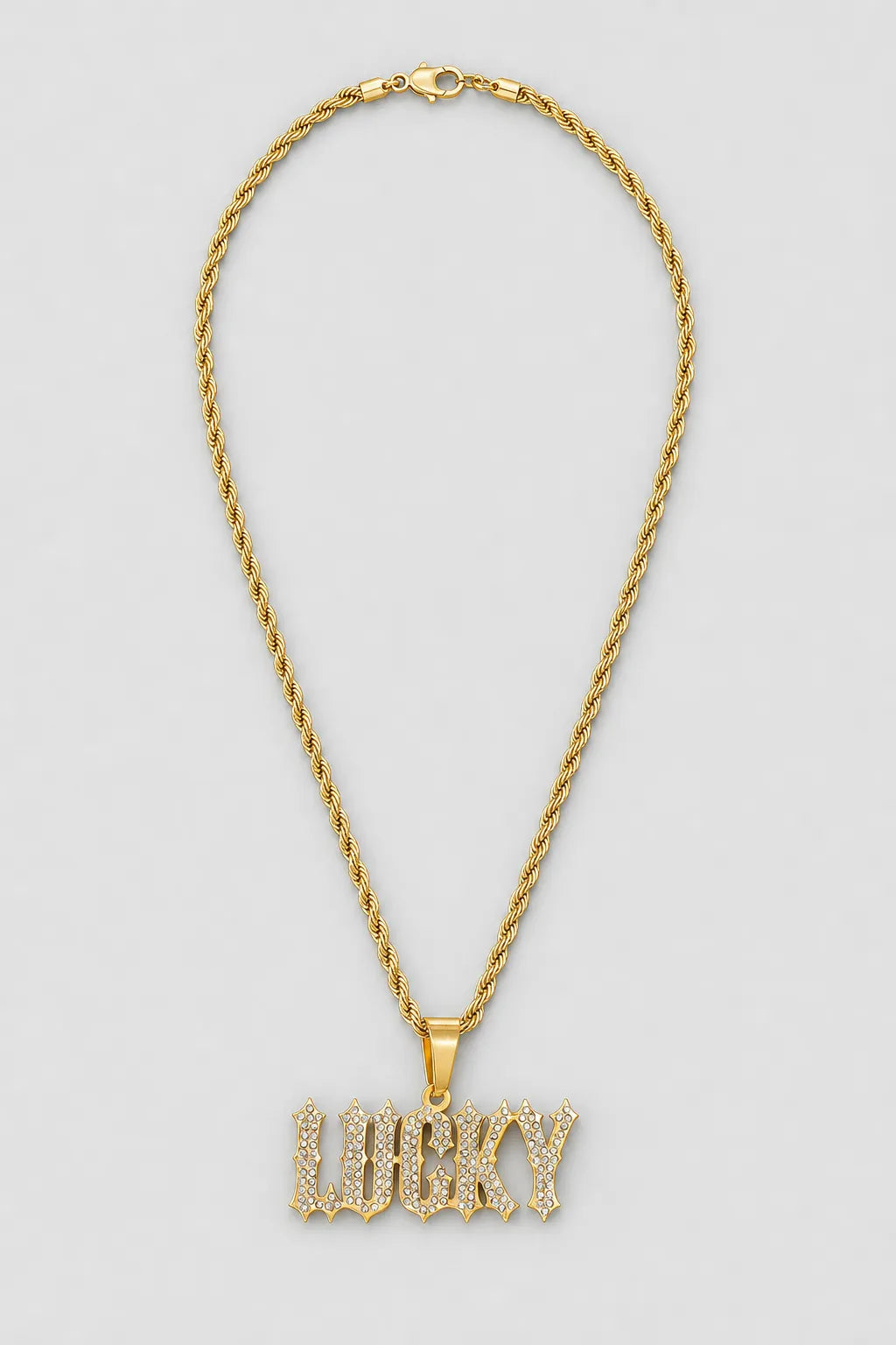 Custom Name Iced Chain Necklace — presentation — Gold-tone & Silver-tone