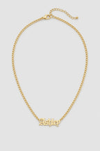 Custom Name Old English Font Chain — presentation — Gold-tone
