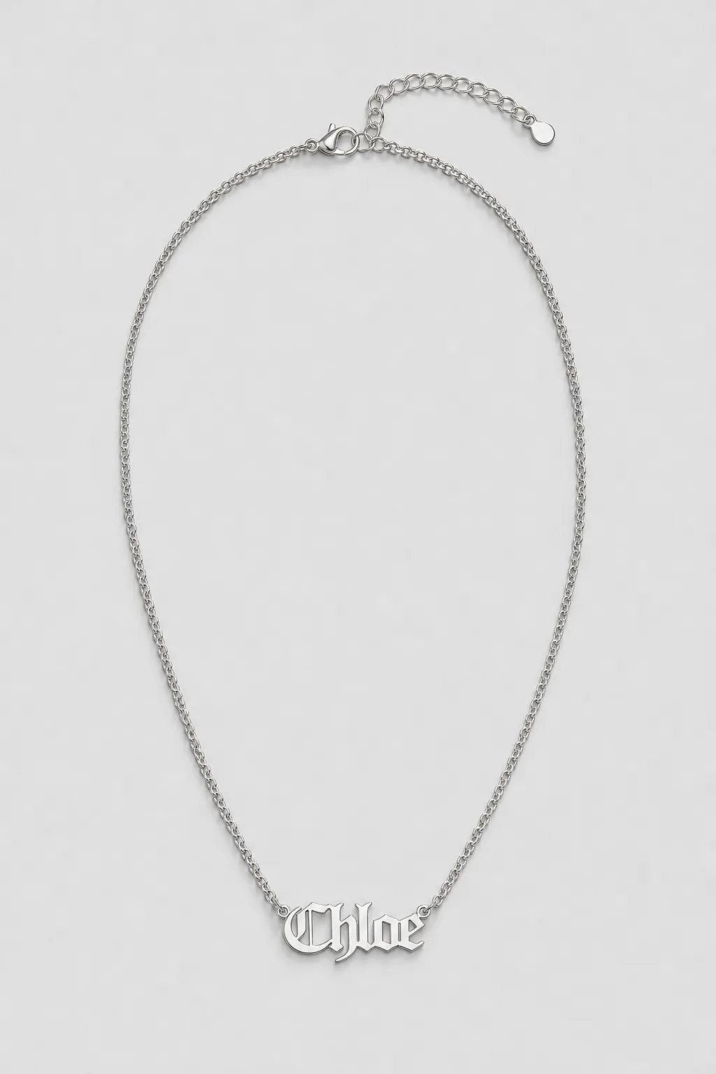 Custom Name Old English Font Chain — variant — Silver-tone