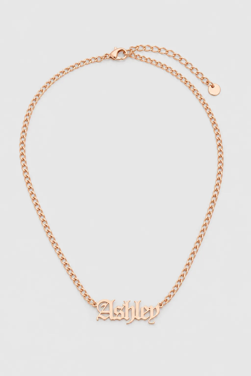 Custom Name Old English Font Chain — variant — Rose-gold-tone