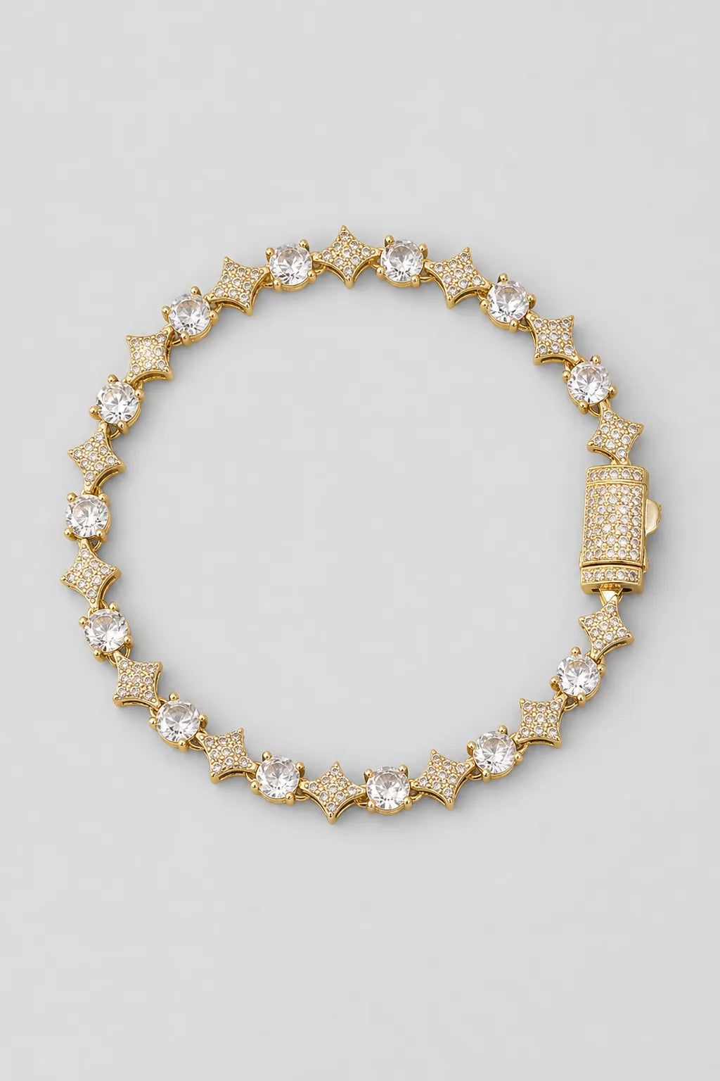 Round Stone Star Tennis Chain — variant — Gold-tone
