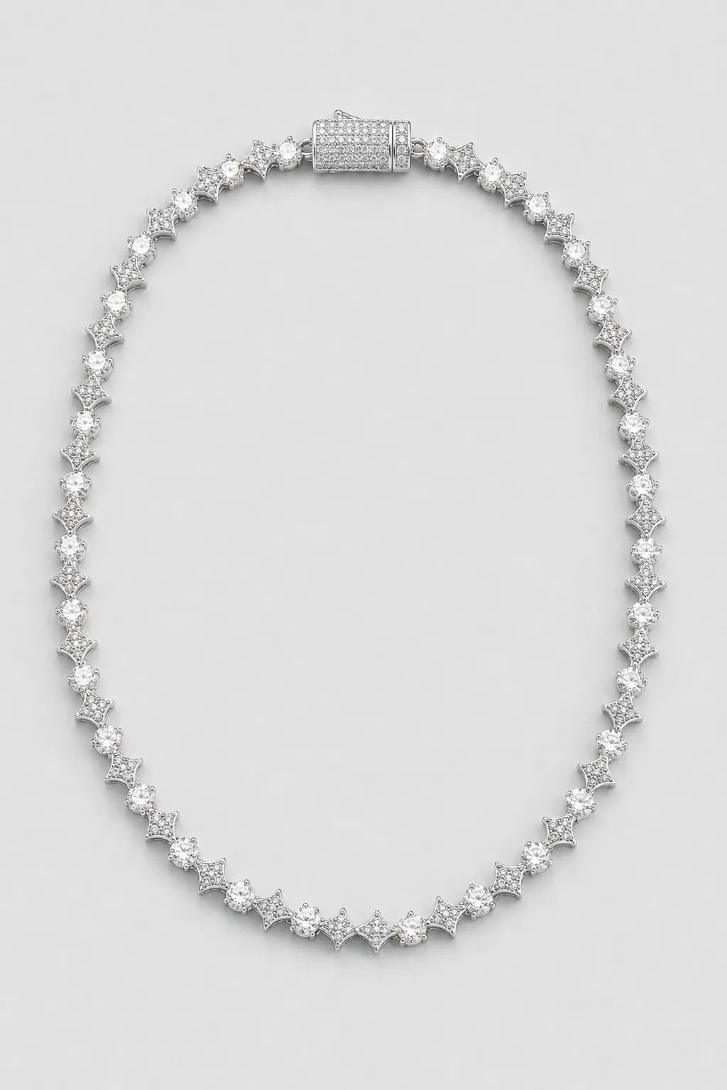Round Stone Star Tennis Chain — variant — Silver-tone