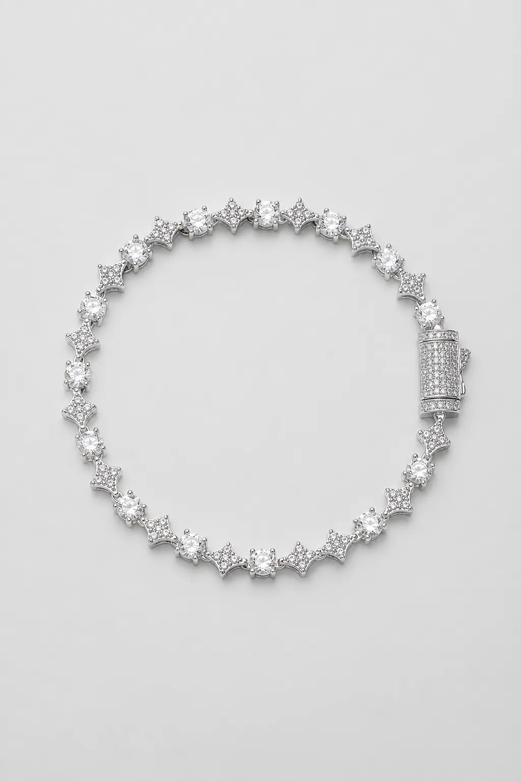 Round Stone Star Tennis Chain — variant — Silver-tone