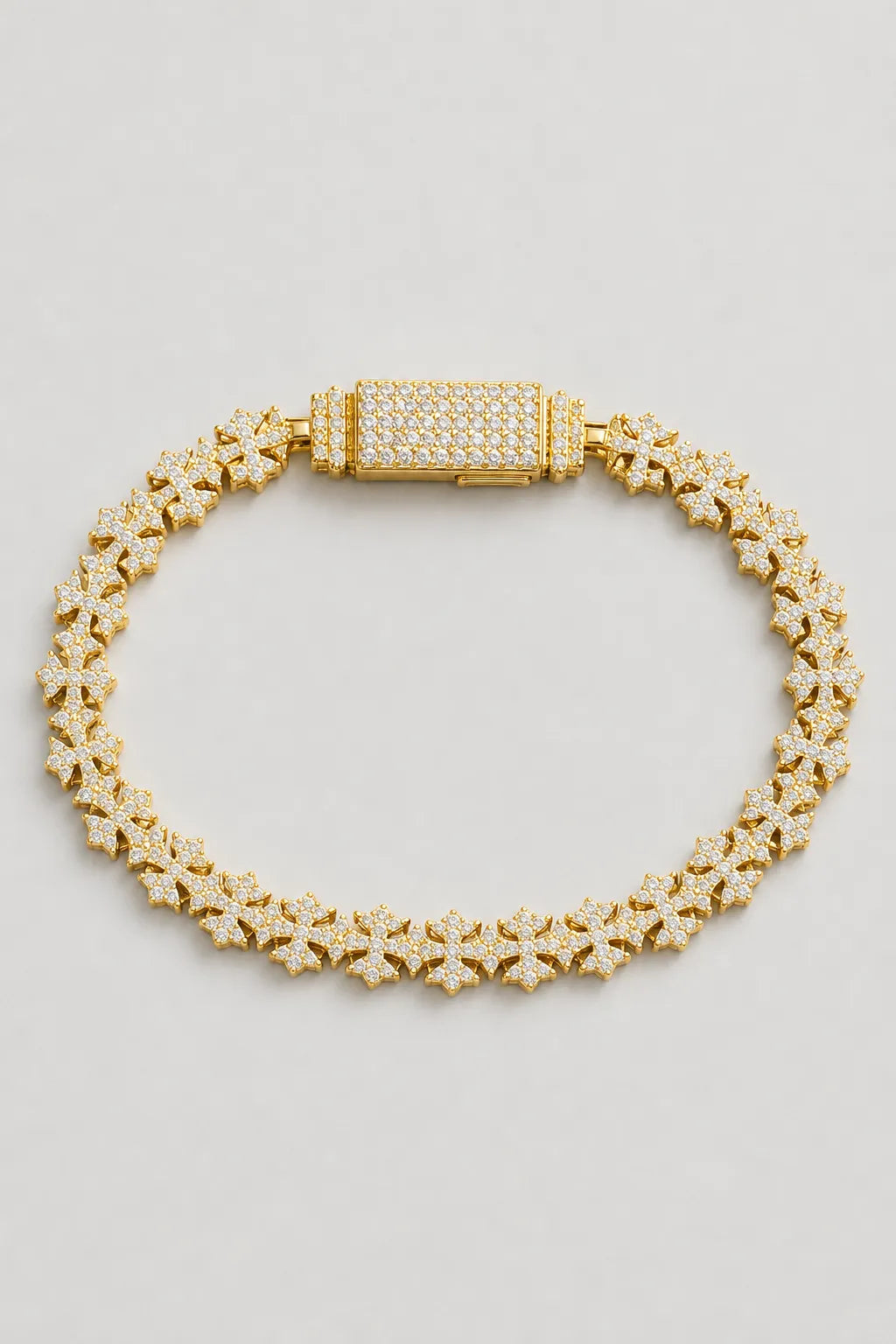 Cross Tennis Bracelet — presentation — Gold-tone