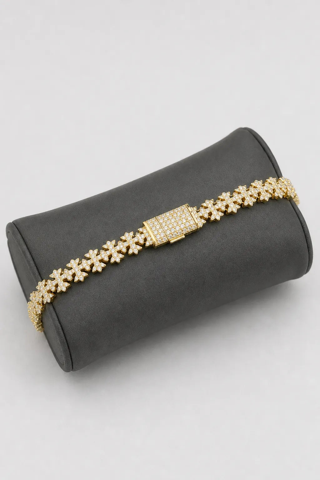 Cross Tennis Bracelet — stand — Gold-tone