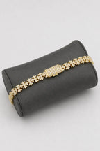Cross Tennis Bracelet — stand — Gold-tone