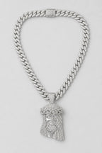 Jesus Cuban Chain - Silver-tone Jesus Pendant Necklace — presentation — Silver-tone