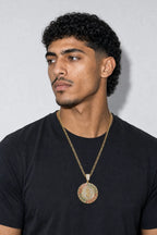 Spinning Chain Pendant Necklace — worn — gold-tone