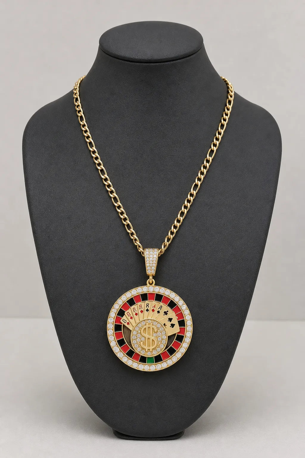 Spinning Chain Pendant Necklace — stand — gold-tone