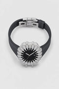 Claw Watch — Sunburst Crystal Bezel Silicone Strap — presentation — Silver-tone pavé case / Black dial (V389 SilverBlack)