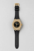 Claw Watch — Sunburst Crystal Bezel Silicone Strap — variant — Gold-tone pavé case / Black dial (V389 GoldBlack)