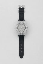 Claw Watch — Sunburst Crystal Bezel Silicone Strap — variant — Silver-tone pavé case / Silver dial (V389 Silver)
