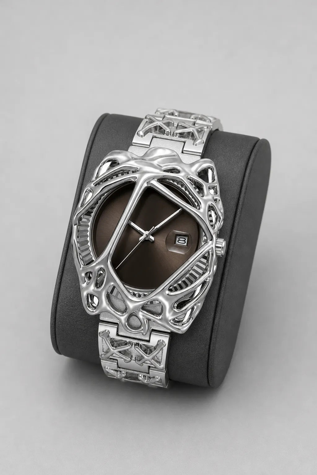 Melting Watch — Irregular Case Sport Watch — stand — Coffee
