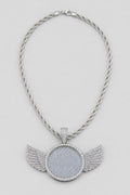 Circle Chain with Wings Pendant Necklace — presentation — Silver-tone