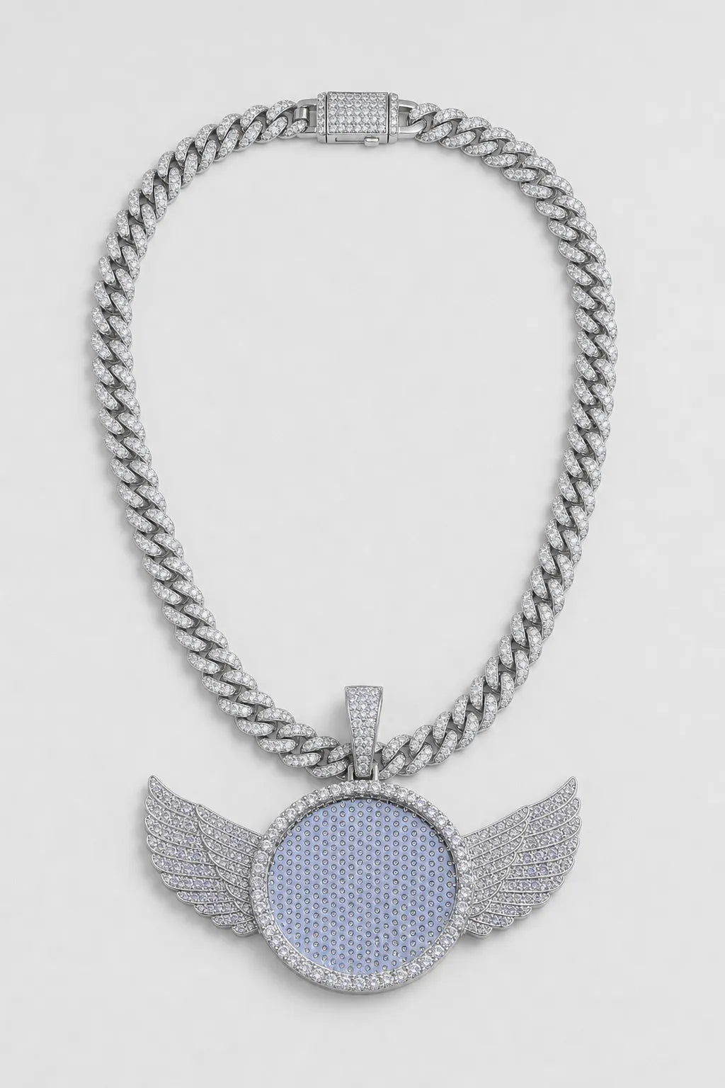Circle Chain with Wings Pendant Necklace — variant — Silver-tone