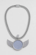 Circle Chain with Wings Pendant Necklace — variant — Silver-tone