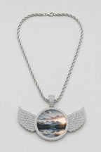 Circle Chain with Wings Pendant Necklace — variant — Silver-tone