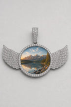 Circle Chain with Wings Pendant Necklace — variant — Silver-tone