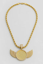 Circle Chain with Wings Pendant Necklace — variant — Gold-tone