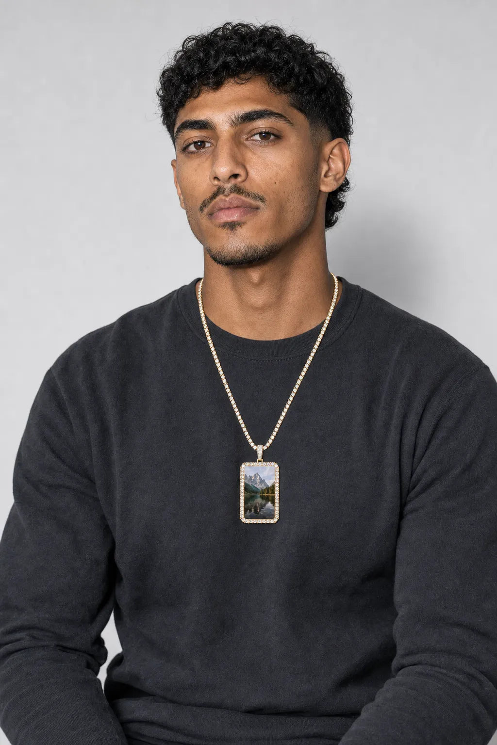 Memorial Necklace with Picture Pendant — worn — Gold