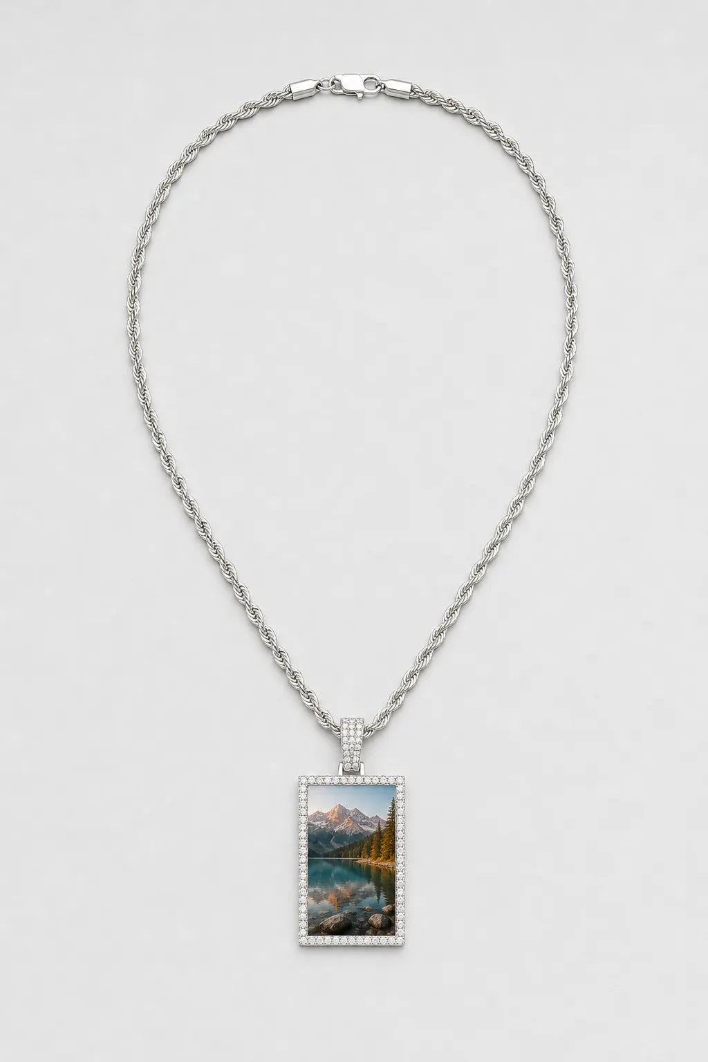 Memorial Necklace with Picture Pendant — variant — Silver