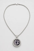 Custom Photo Necklace — Rotating Double‑Sided Pendant — presentation — Silver-tone