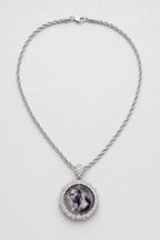 Custom Photo Necklace — Rotating Double‑Sided Pendant — presentation — Silver-tone