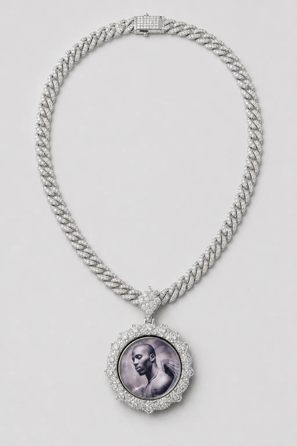 Custom Photo Necklace — Rotating Double‑Sided Pendant — variant — Silver-tone