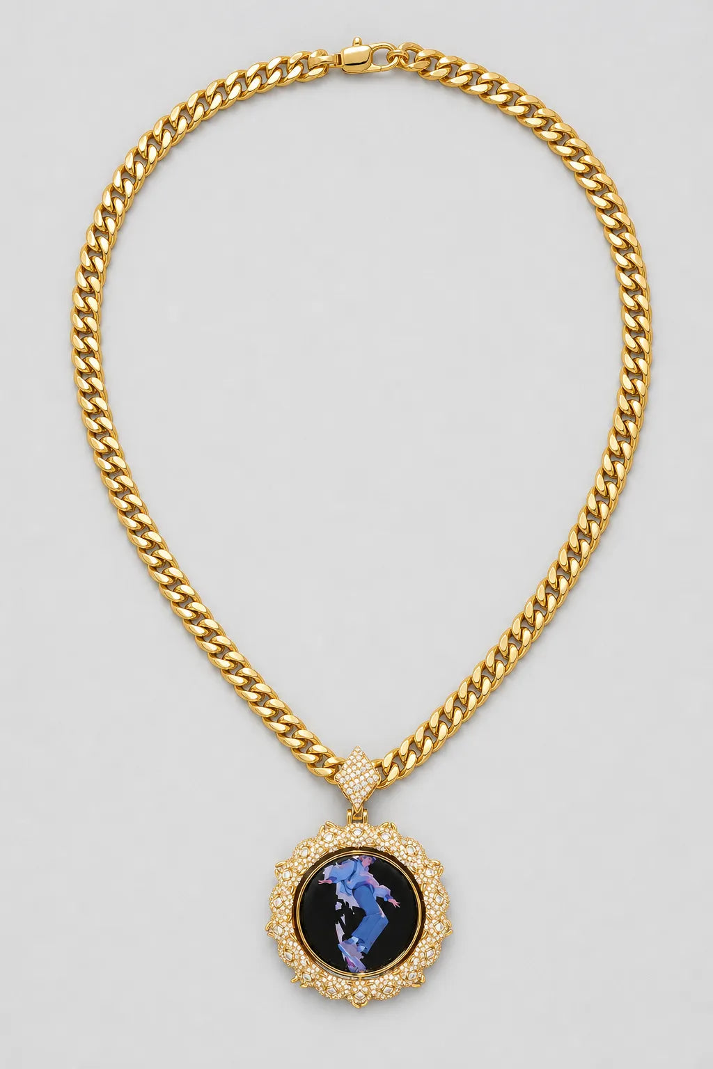 Custom Photo Necklace — Rotating Double‑Sided Pendant — variant — Gold-tone