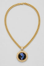 Custom Photo Necklace — Rotating Double‑Sided Pendant — variant — Gold-tone