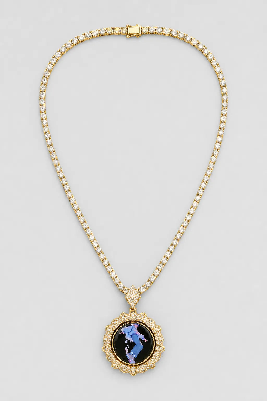 Custom Photo Necklace — Rotating Double‑Sided Pendant — variant — Gold-tone