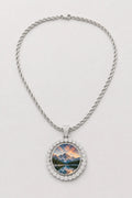 Rest in Peace Photo Pendant Necklace - Custom Round Picture Chain — presentation — Silver‑tone