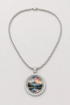 Rest in Peace Photo Pendant Necklace - Custom Round Picture Chain — presentation — Silver‑tone