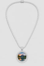 Rest in Peace Photo Pendant Necklace - Custom Round Picture Chain — variant — Silver‑tone