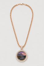 Rest in Peace Photo Pendant Necklace - Custom Round Picture Chain — variant — Rose Gold‑tone