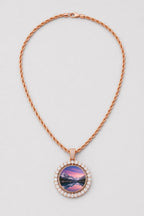 Rest in Peace Photo Pendant Necklace - Custom Round Picture Chain — variant — Rose Gold‑tone