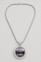 Rest in Peace Photo Pendant Necklace - Custom Round Picture Chain — variant — Silver‑tone