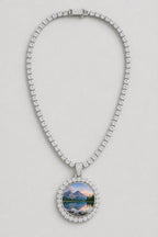 Rest in Peace Photo Pendant Necklace - Custom Round Picture Chain — variant — Silver‑tone