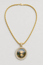 Rest in Peace Photo Pendant Necklace - Custom Round Picture Chain — variant — Gold‑tone