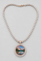 Rest in Peace Photo Pendant Necklace - Custom Round Picture Chain — variant — Rose Gold‑tone