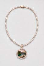 Rest in Peace Photo Pendant Necklace - Custom Round Picture Chain — variant — Rose Gold‑tone