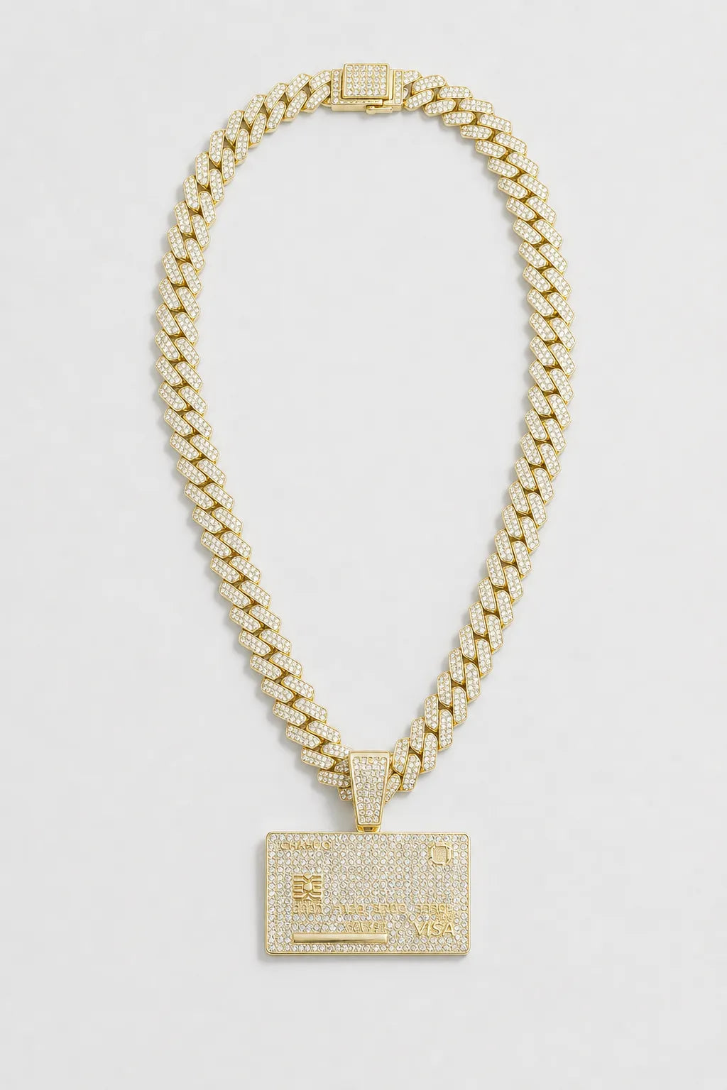 Credit Card Chain Necklace — presentation — Gold-tone
