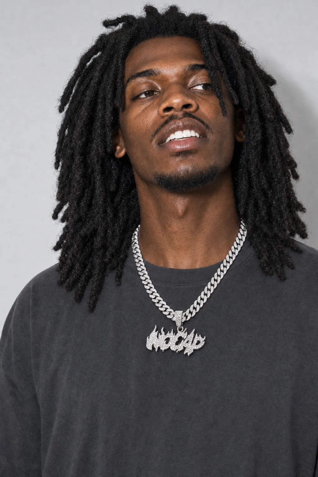 No Cap Chain Necklace — worn — Silver-tone