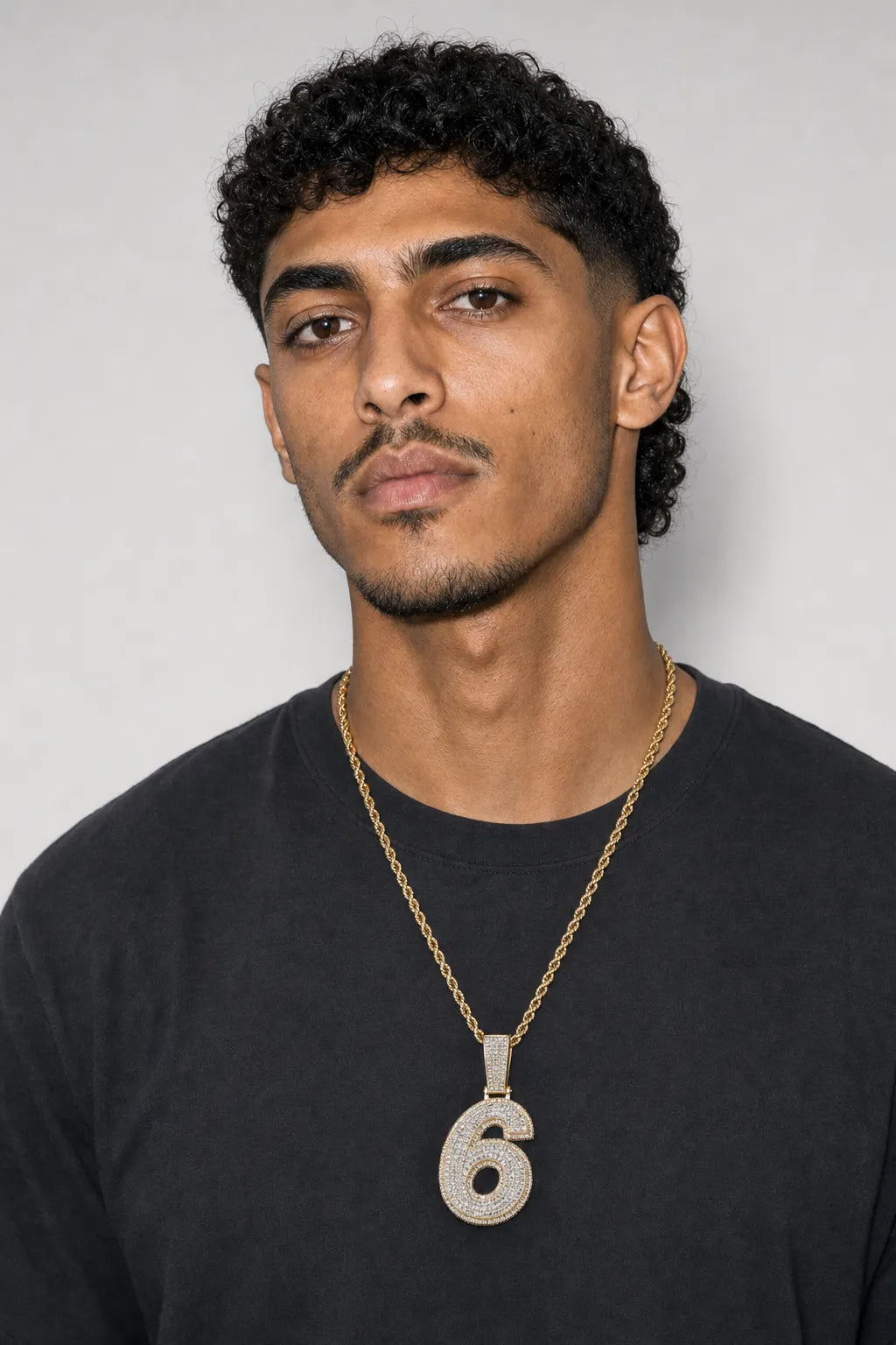 Rope Chain with Number Pendant — worn — Gold-tone